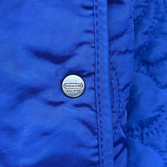 Coach Jacket Womens Large Quilted Light Weight Blue Snap Button Collared - Picture 5 of 10